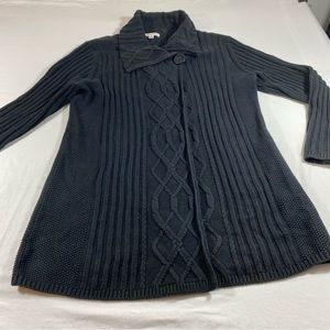 M Collection Cable Knit Sweater Coat Open Long line Sweater jacket Black…